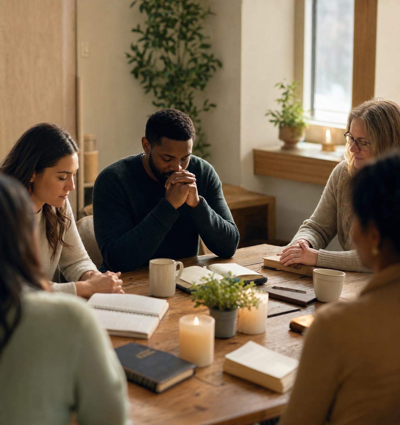 People gathered around Christian teaching and conversation